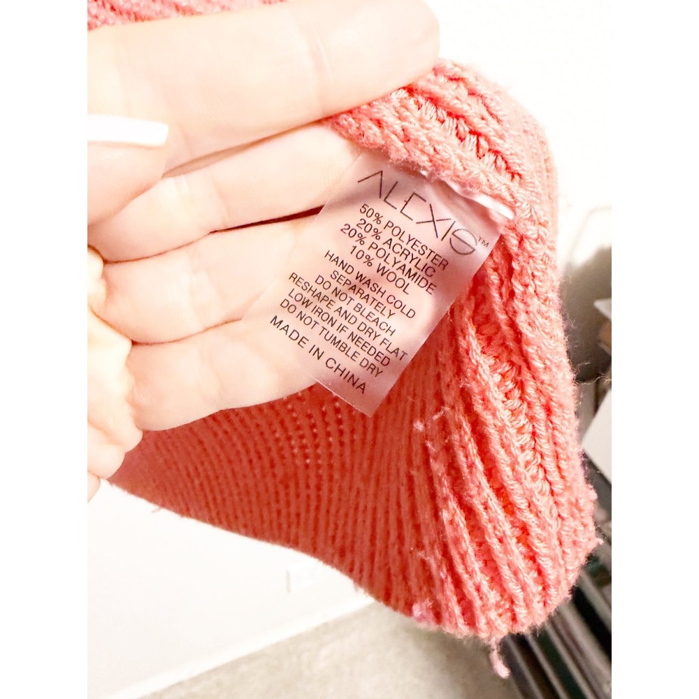 Alexis Womens Oggi Chunky Ribbed Knit Turtleneck Sweater Pullover Pink Medium - Picture 4 of 6